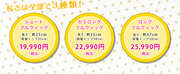 ウィッグ価格表