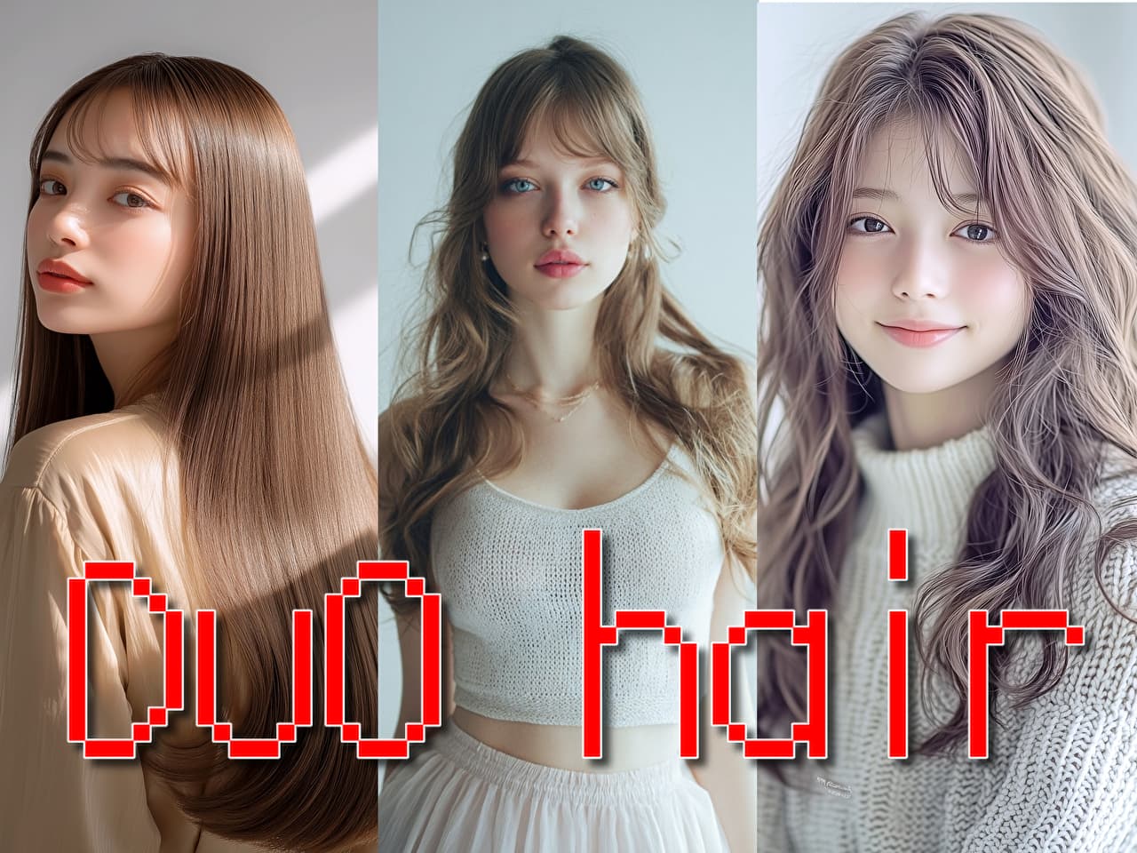 3つのヘアスタイルを並べたビジュアル